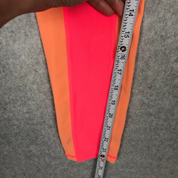 Wilo The Label Leggings Women XS Pink Peach Ribbed Contrast 7/8 Yoga Active READ - Picture 7 of 13
